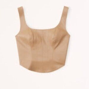 Vegan Leather Corset Scoopneck Top